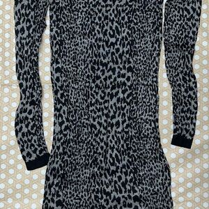 French Connection Long Sleeve Leopard Dress - Black and Gray